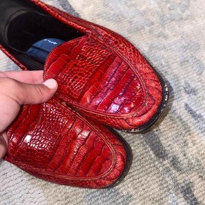 Proenza Schoulder Red Croc Embossed Loafer 38.5